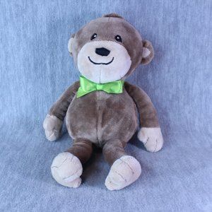 Carter's MONKEY 10" Floppy Lovey Animal Plush Toy Stuffed Brown‎ Tan Green Bow